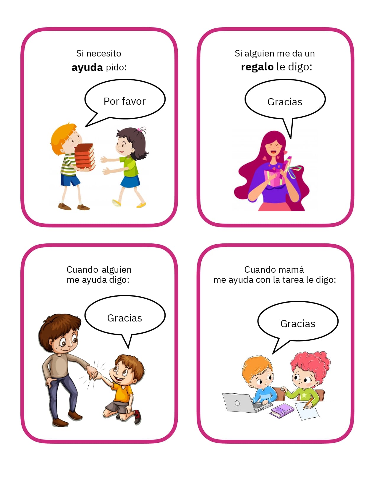 TARJETAS PARA ENSEÑAR MODALES A LOS NIÑOS